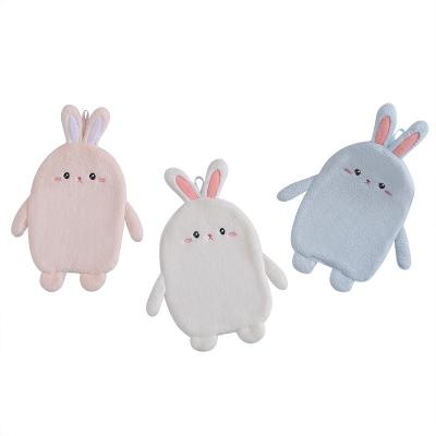 China No Fiber Rabbit Coral Fleece Cartoon Towel Hanging Household Towel Thick Absorbent Hand Towel for sale