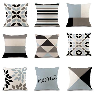 China Geometric Anti-Pull Linen Cushion Covers Home Decorative Plain Sofa Cushion Cover Tile Cover for sale