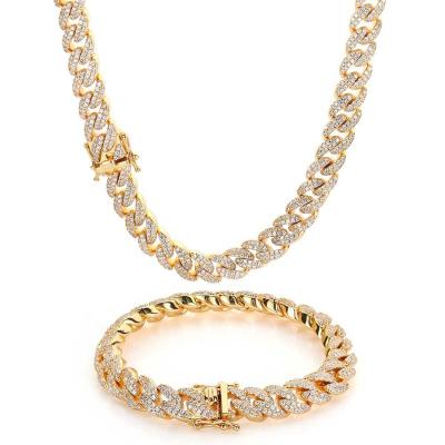 China 2022 New Hot Sale Wholesale Hip Hop Jewelry 5A Hiphop Factory Zircon Style Cuban Link Necklace Ice Out Cuban Link Chain For Man for sale