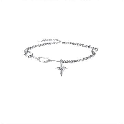 China Fashion hiphop korean style thick chain bracelet cross bracelet 925 top selling star hiphop amazon 2021 sterling silver bracelet and bracelet for sale