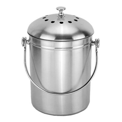 China 2021 Home Sustainable Lid Compost Container Bin Pericarp Durable Stainless Steel Hotel Reuse Bucket for sale