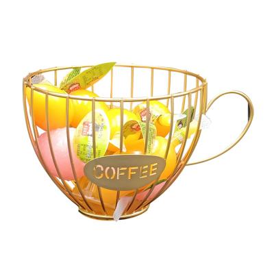 China Sustainable Metal Coffee Cup Basket Fruit Tray Coffee Cup Shape Capsule Holder Tray Universal Coffee Capsule Storage for sale