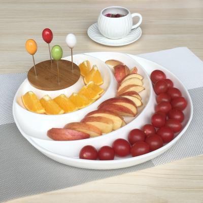 China Disposable Ceramic Appetizer Tray Dried Fruit Snack Plate Fruit Bowl Food Storage Appetizer Dish for sale