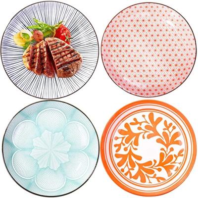 China New Design Dinner Plates Style Oriental Bohemian Ceramic Plate Set Wicket Plates Ceramic Dishes for sale