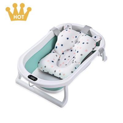 China 0-3 years baby eco-friendly plastic expandable folding bathtub with a stand for sale