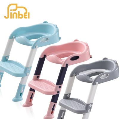 China Portable Foldable PP+PVC/PU Kids Toilet Baby Potty Seats With Ladder for sale