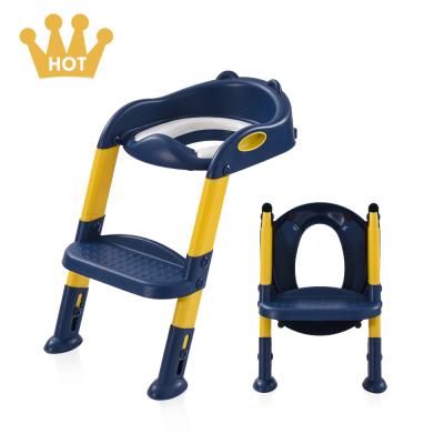 China Hygienic PP+PVC/PU Baby Potty Ladder Toddler Extra Toilet Seat PVC Toilet Seat for sale