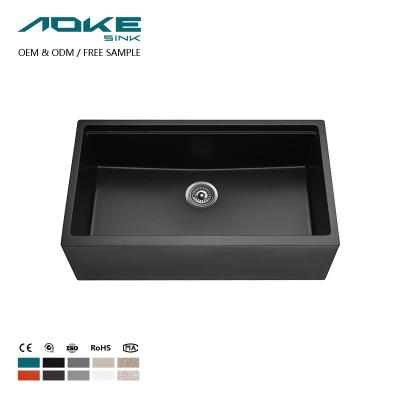 China Faucet Aoke Factory Outlet Apronless Front Granite Sink Farm House Pull Down Small Kitchen Gold Sink for sale