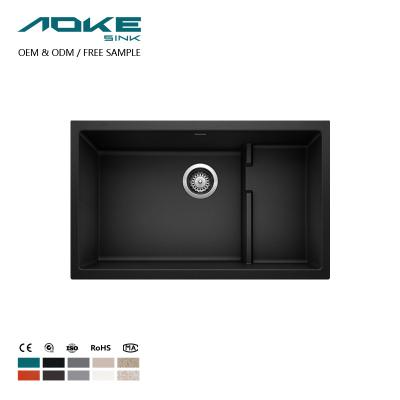 China Without Faucet Aoke Top Mount Granite Faucet Kitchen Sink Black Farmhouse Sink Plastic Toilet Sink OEM&ODM for sale