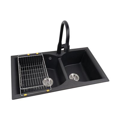 China Without Faucet Aoke OEM&ODM Double Bowl Granite Compound Sink Gridkitchen Mount Kitchen Sink toyDual for sale