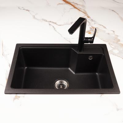 China Without Faucet AOKE Manufacturer OEM ODM Popular Single Bowl Undermount Granite Kitchen Sink Faucet With Sink Sprayer for sale