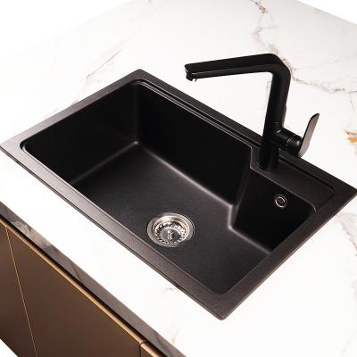 China Without Faucet AOKE Source Factory OEM&ODM Popular Single Bowl Undermount Granite Kitchen Sink Faucet With Sink Sprayer for sale