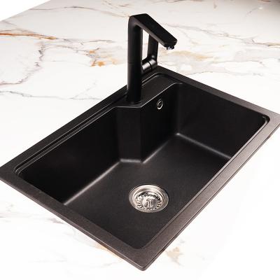 China Without Faucet AOKE Source Factory OEM&ODM Black Onxy Triple Bowl Drop In Silgranite Kitchen Utility Sink With Kitchen Sink Drain for sale