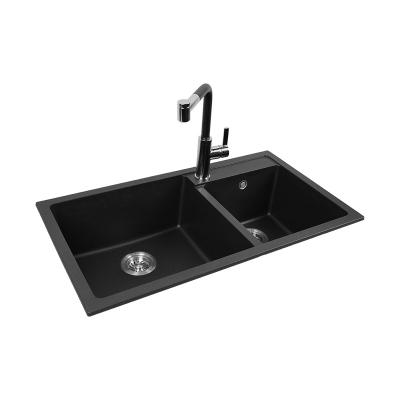 China Without Faucet Manufacturer Custom OEM&ODM Aoke Wall Mount Granite Tectonite Undermount Double Sink With Kitchen Sink Protector for sale