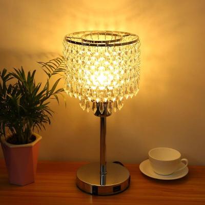 China Modern Vintage LED Iron Crystal Bedside Table Lamp For Living Room Loft Office for sale