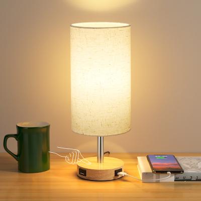 China Modern Popular Style Modern Table Lamp Stand Wooden Base Touch Control Table Lamp for sale