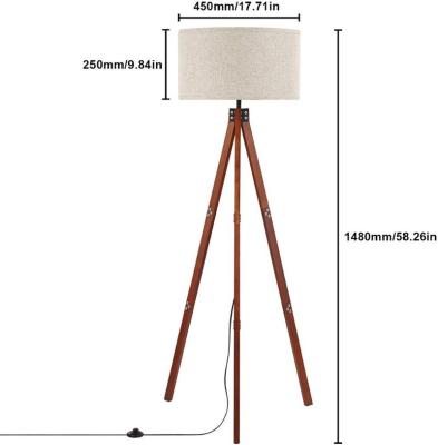 China Best Residential Floor Lamp E26 Wooden Bulb Tripod Switch Foot Floor Lamp for Darkroom for sale