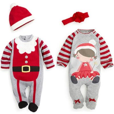 China 100% One-Piece Baby Rising Jumpsuits Red Cotton Christmas Clothes Children's Suit Baby Wear Fall And Winter Pajamas for sale