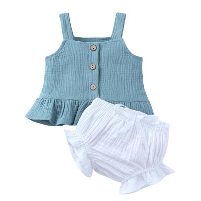 China Two-piece mix and match children's suit pure cotton children's suit breathable short-sleeved girls' clothing solid color for sale