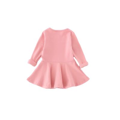 China 1-4 Years Regular Babies Dresses 2021 New Spring Autumn Long Sleeved Clothes Girls Cotton Ruffled Bottom Dress Pink Outfits for sale