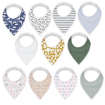 China INS Wholesale Washable Organic 3 Pack Babadores Baberos Cotton Toddler Girl Drool Babies Bib Set Apron Bandana Organic Baby Bibs for sale