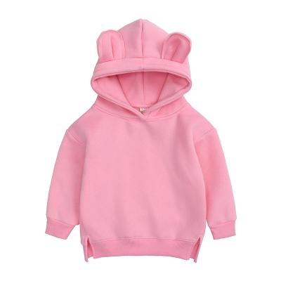 China Cute Boys Autumn Fleece Sweater Kids Anti-wrinkle Baby Hoodies With Bear Ear Spring Baby Boy Clothes Solid Infant Children Clothing for sale