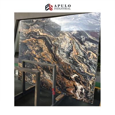 China Modern Direct Luxury Picasso Black Marble Orinoco Gold Nero Slab Granite Smelting Factory Royal Black Vein Marble for sale