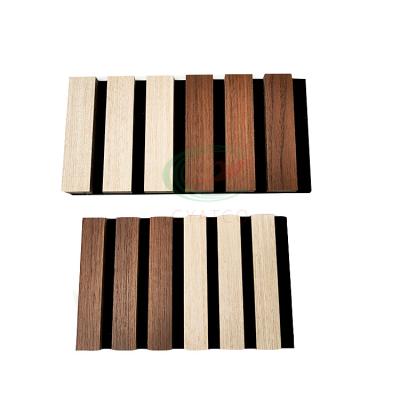 China Highly Efficient Sound Absorption Sound Proof Wall Panels Ceiling Sound Absorbing Wood and PET Slat Acoustic Wall Panels For Music Studio for sale