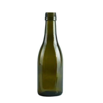 China Wine 187ml Dark Green Glass Wine Bottle With Screw Cap for sale