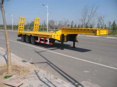 China 3 axles Low Bed Semi Trailer / Extendable Hydraulic Lowbed Semi Trailer Red Color for sale