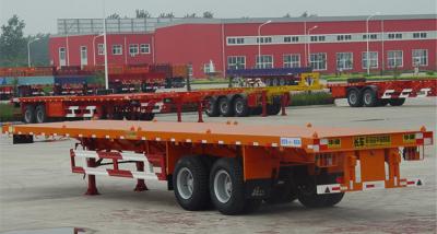 China 3 van de de Aanhangwagencontainer van de as Flatbed Tractor Semi Aanhangwagen met Containerslot Te koop