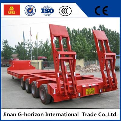 China 40T 4 Axle Flat Low Bed Semi Trailer / Lowboy Semi Trailer CCC Certification for sale