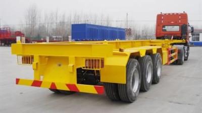 China Vrachtwagen van de het Bed Semi Aanhangwagen van 40 T de Vlakke 40 Voet van de het vervoertractor van de Skeletcontainer de Aanhangwagen Te koop