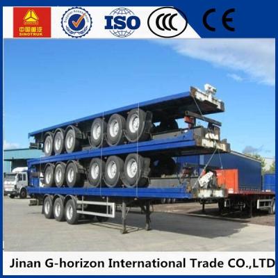 China 3 Semi Aanhangwagen van het as de Vlakke Bed, Container Semi Aanhangwagen met Gemeenschappelijke Mechanische Opschorting 10 Te koop