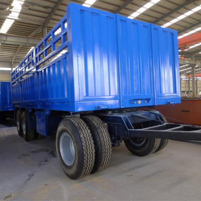 China 20ft Size Flat Bed Semi Trailer 12 Wheels 3 Axle Cargo Truck Trailer for sale