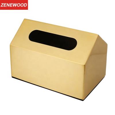 China European Traditional Steel Gold Finish Tissue Box For Home Living Room for sale