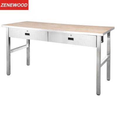 China Zenewood heavy duty workbench rubber timber desk for sale metal tool cabinet with drawers for sale