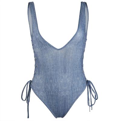 China QUICK DRY Strappy One Piece Strappy Halter Halter Swimsuit Beach Bathing Suit for sale