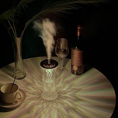 China 270ML Car Bedroom Small Size Essential Glass Aroma Oil Diffuser Crystal Led Home Table Lamp Air Humidifier for sale