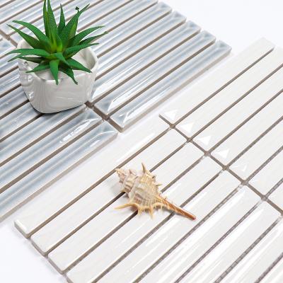 China Smooth slab home ceramic strip wall background wall architecture parquet decoration mosaic balcony wall mosaic for sale