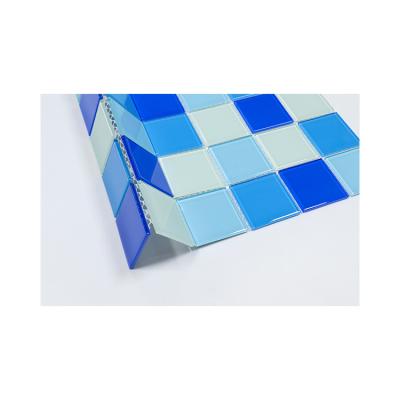 China Parquet China 2021 Manufactured Promotional Products Customized Best Blue Glass Mosaic Slab for sale