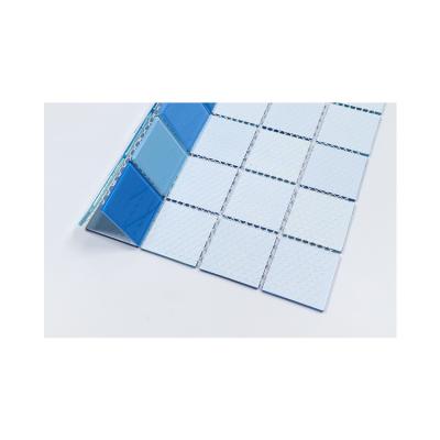 China Factory Hot Sale Blue Parquet Small Square Beveled Double Piece Glass Clear Rectangle Beveled Glass Mosaic for sale