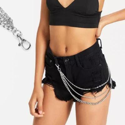 China Trendy Hiphop Fashion Jewelry Punk Hip Hop Body Chain Belt Waist For Women Men Pants Multi Layer Pants Key Chain Jewelry Jeans Gifts for sale