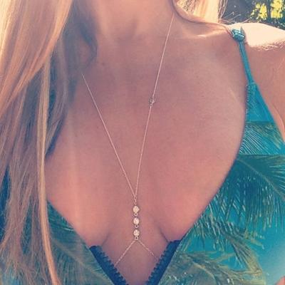 China Boho J Charming Elegant Beach Crystal Rhinestone Crossover Waist Belly Summer Body Jewelry Fashion BOHEMIA Sexy Gold Chain Necklace for sale