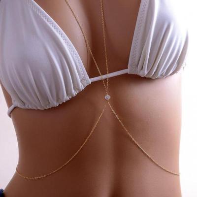 China Sexy Crystal Waist Belly Bikini Necklace GoldJewelry Summer Beach Harness Jewelry Rhinestone Body Chain Women TRENDY Jewelry for sale