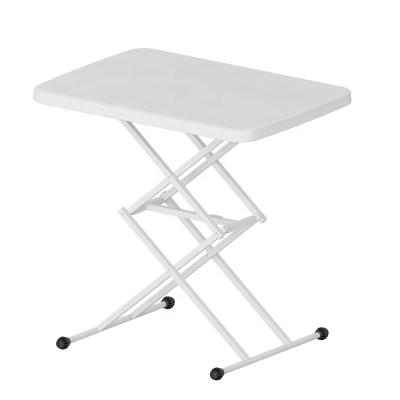 China Benjia White Adjustable Leg Folding Table Plastic Adjustable Laptop Table 65*45*74Cm hHeight for sale