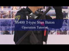 Electric Stun Baton T Type Police Baton With Light Indicator For Law Enforcement