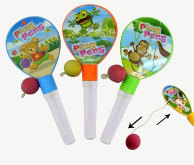 China Cartoon Toys Animal Plastic Candy Ping Pong Paddle Plastic Toys Packaging for sale