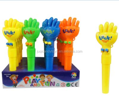 China Classic Plastic Cartoon Toys Kids Toy Rock Paper Scissor Cloth Candy Stick Toys Happy Candy for sale