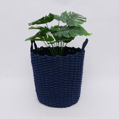 China Sustainable Creative Cotton Rope Plants Basket Woven Storage Basket Plants Basket for sale